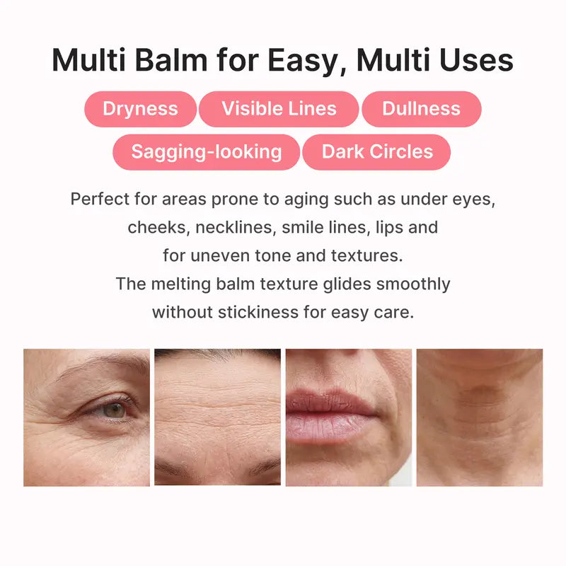 PDRN Pink Collagen Volume Multi Balm Stick | PDRN & Volufiline Firming Care for Fine Line Appearance | Hydrating Anti-Aging Skincare for Face, Under Eyes, Neck & Lips
